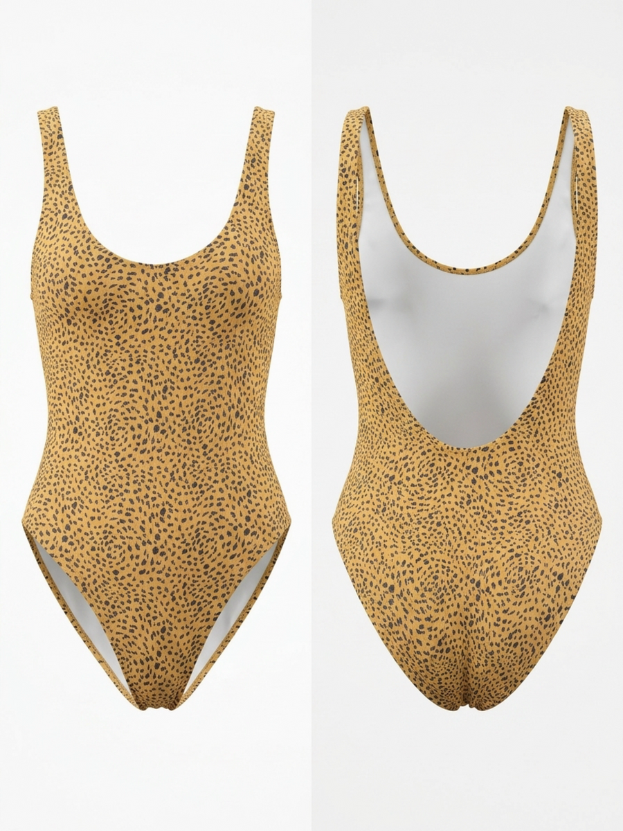 Beige Dalmatian Textured One Piece