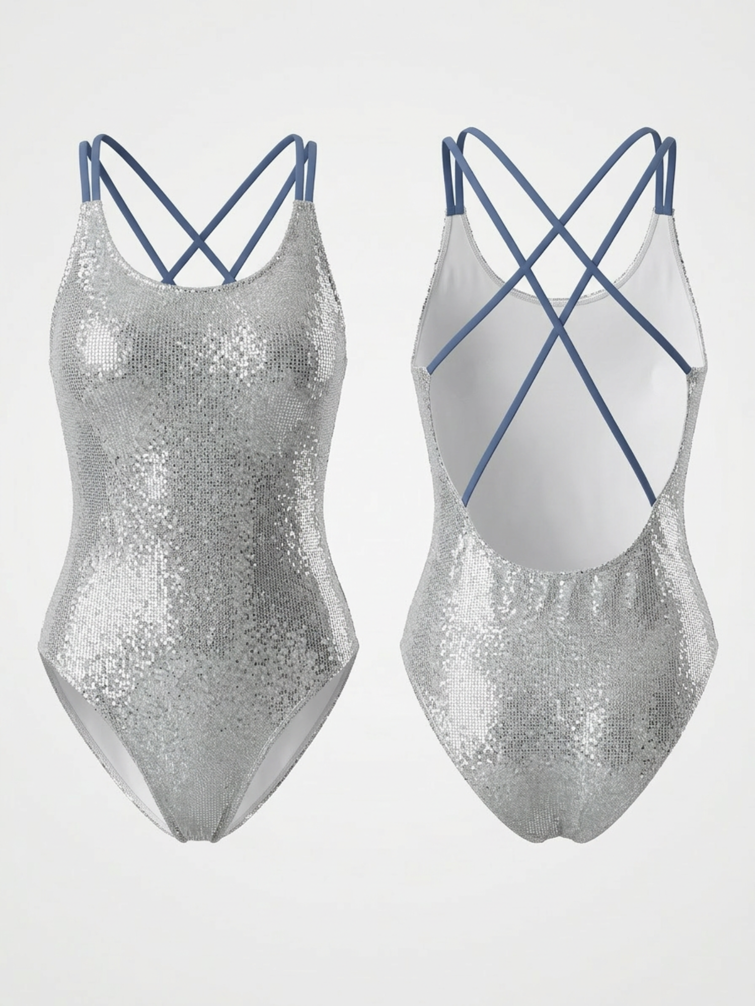 Shiny Silver Metallic One Piece