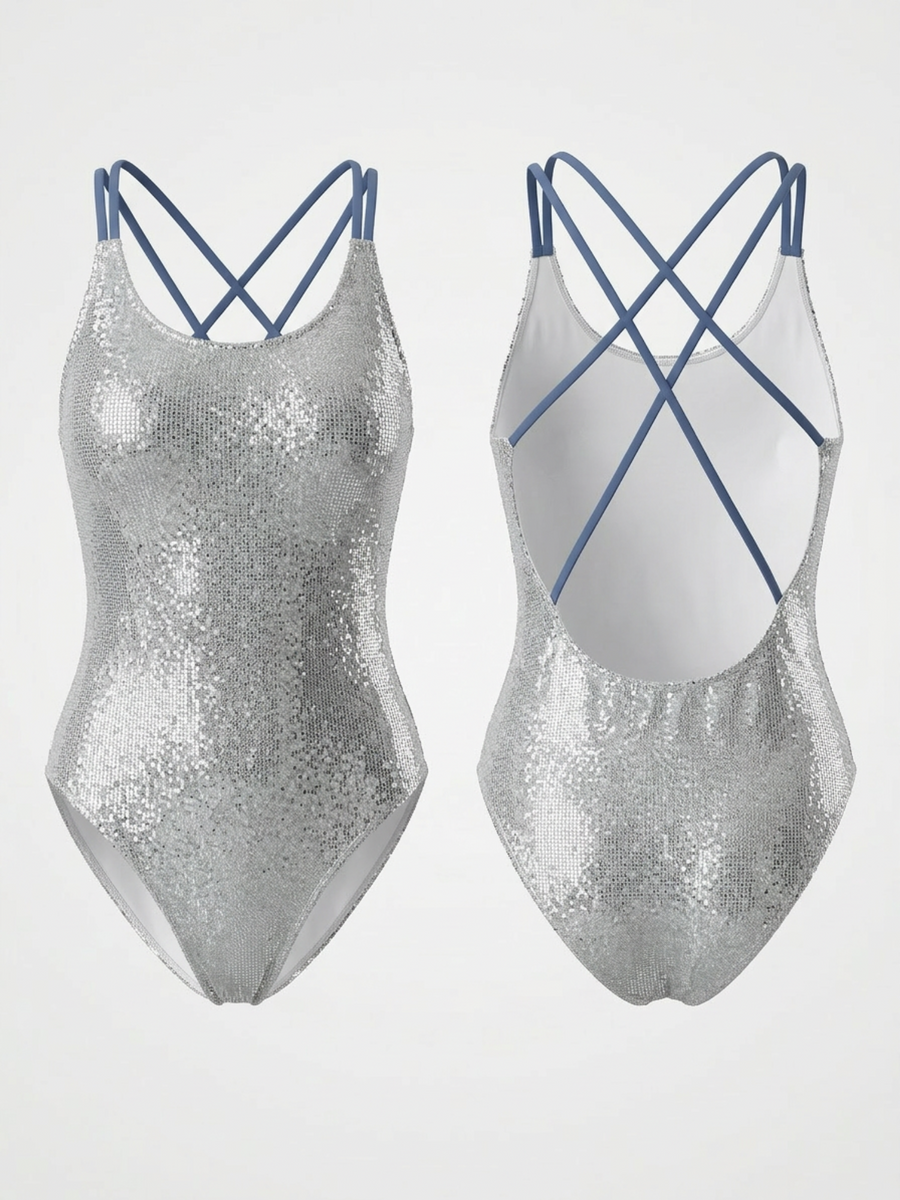 Shiny Silver Metallic One Piece