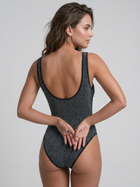 Silver Glitter Twist Front Deep V Tummy Control One Piece