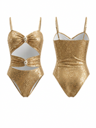 Metallic Gold Leopard Cutout One Piece