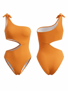 One Shoulder Bow Cutout One Piece Swimsuit