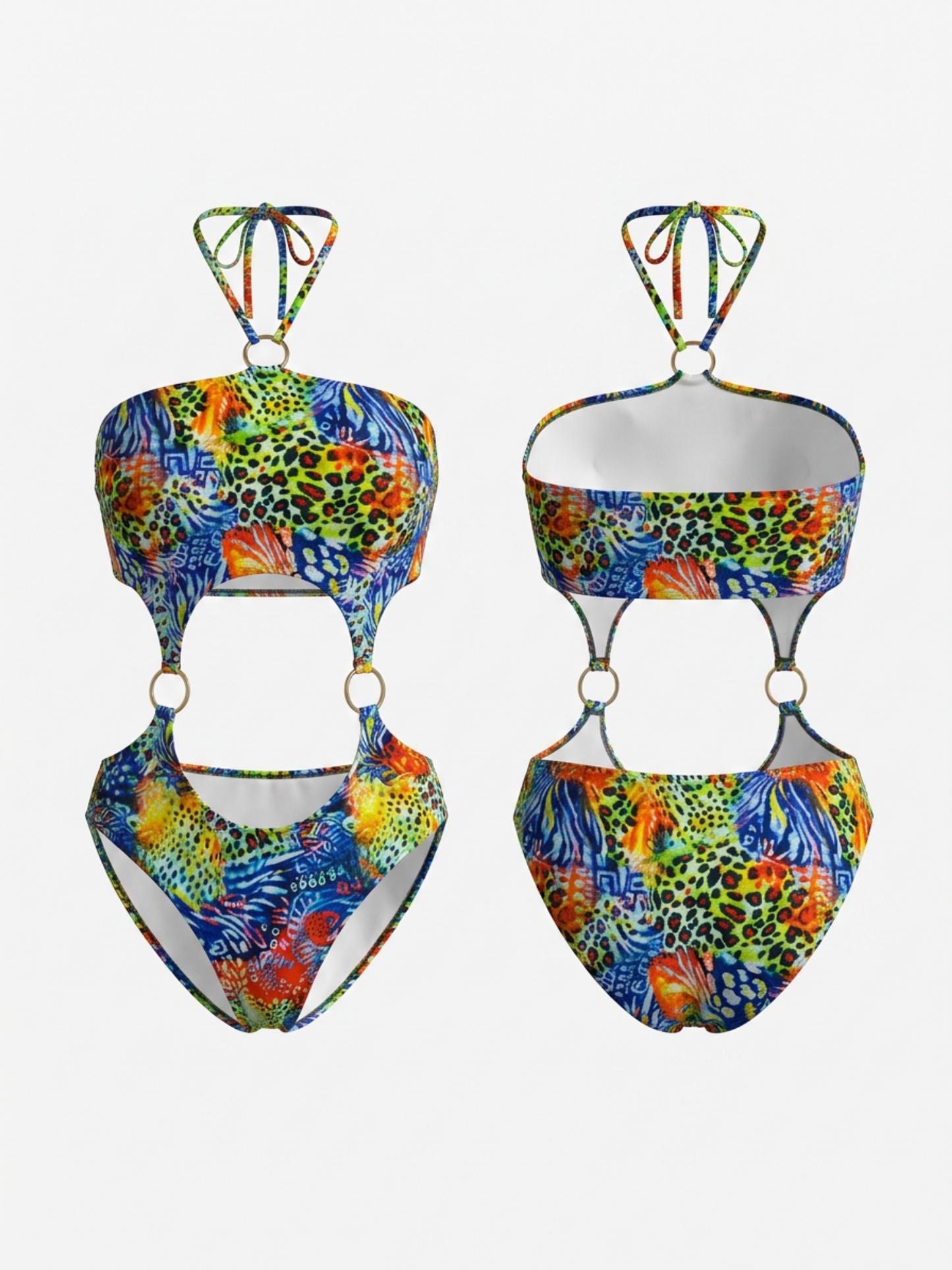 Colorful Leopard O-Ring Cutout One Piece