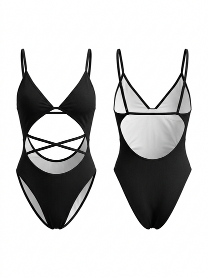 Spaghetti Strap Crisscross Cutout One Piece