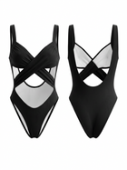 Wrap Cross Cutout V-Neck One Piece