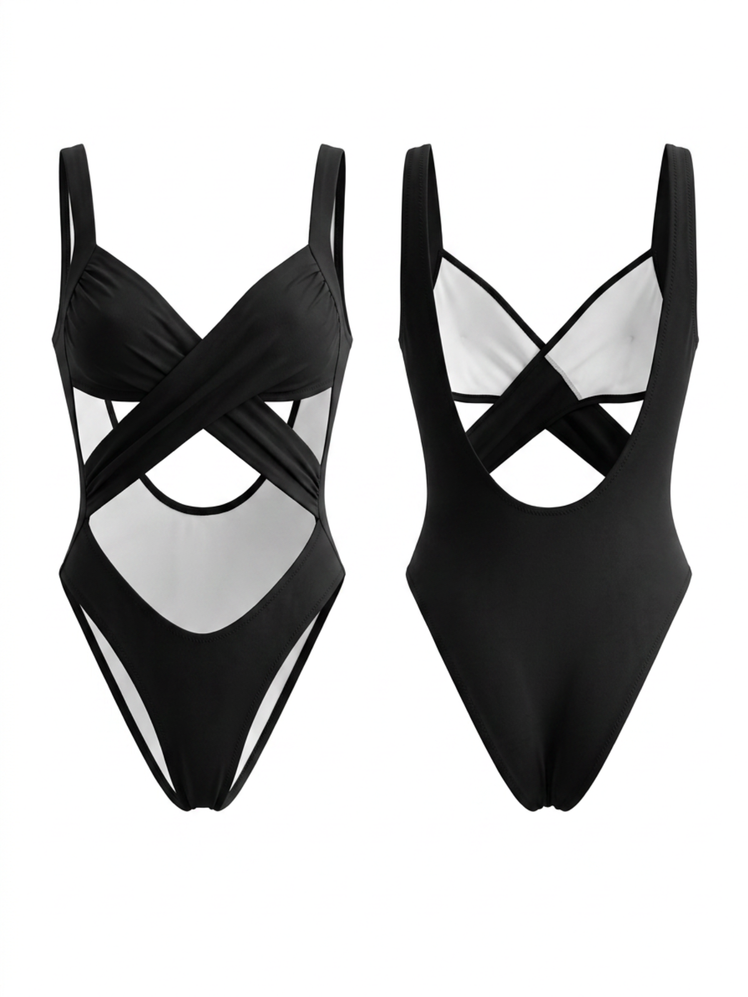 Wrap Cross Cutout V-Neck One Piece