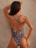 Mixed Animal Print Starfish Cutout One Piece