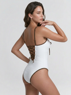 Brown Contrast Trim Front Bow Textured One Piece