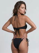 Gold Chain Ring Cutout Side Tie Black One Piece