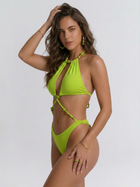 Lime Green Beaded Halter Cutout Two Piece Bikini Set