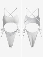 Waffle Textured Crisscross Back Side Tie Cutout One Piece