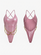 Adjustable Crisscross Straps Pink Iridescent Chain One Piece