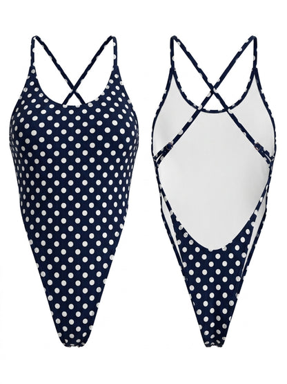 Cross Back Strap High Leg One Piece