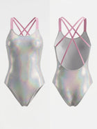Holographic Double Strap Professional Swimsuit One Piece