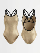 Metallic Gold Crisscross Back Professional One Piece