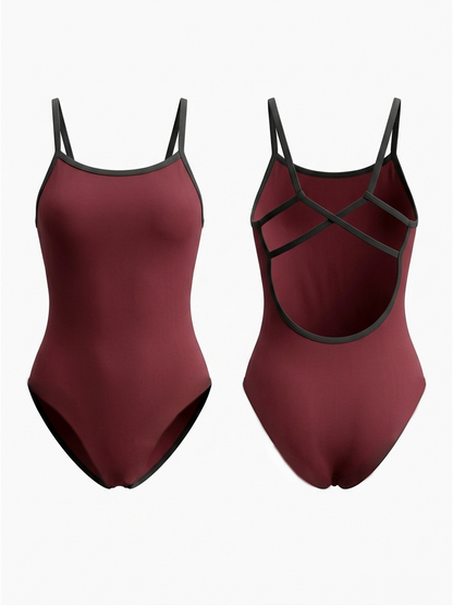 Contrast Binding Low Back Professional One Piece