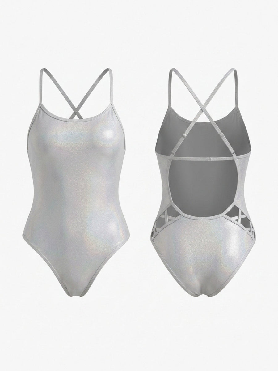 Adjustable Cross Back Lattice Cutout Professional One Piece
