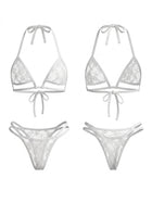 Lace Mesh Halter Triangle Two Piece Bikini Set