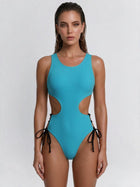 Crisscross Lace Up Back High Cut One Piece
