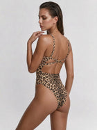 Leopard Print High Neck High Cut One Piece