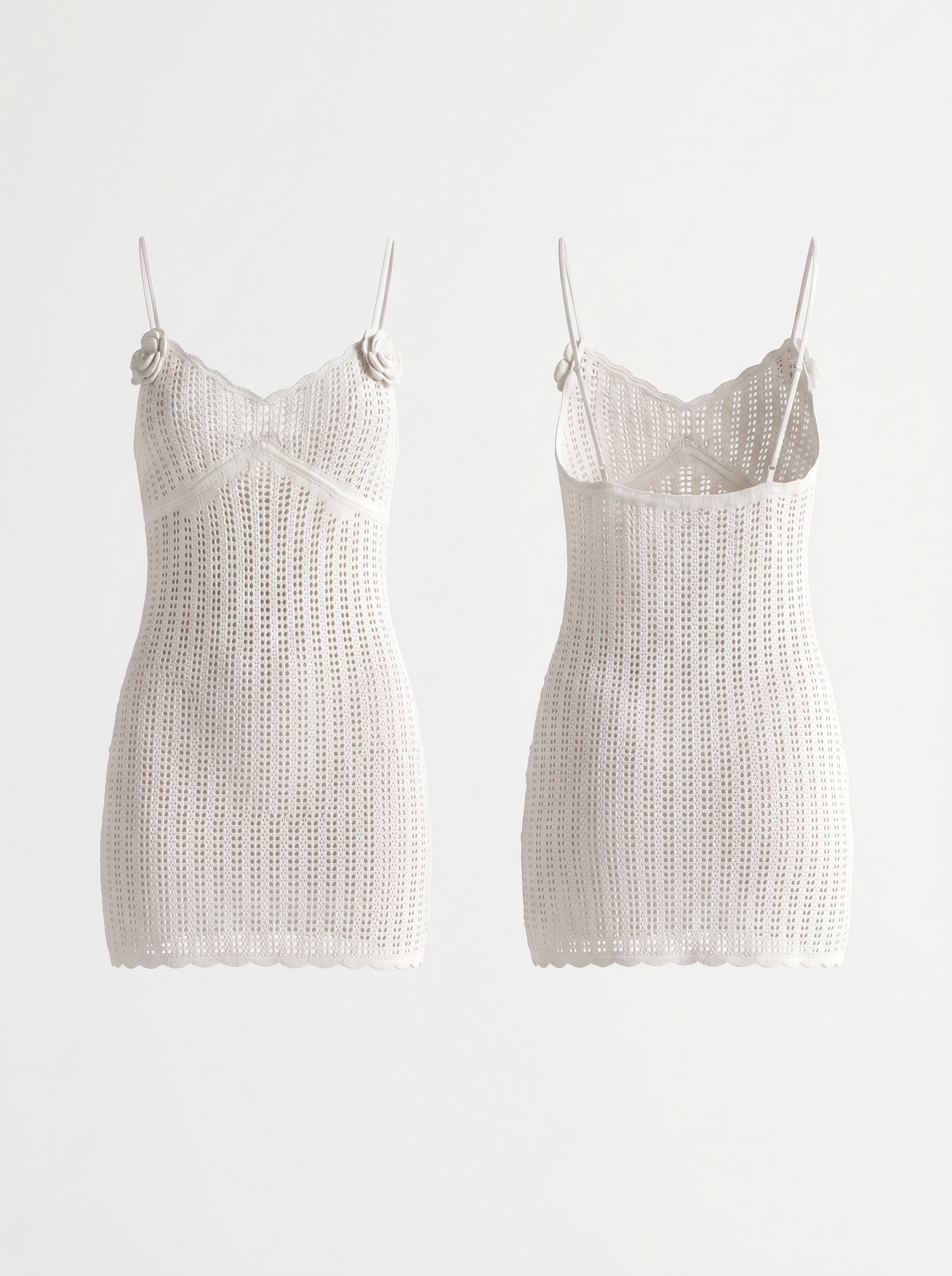 Beach Vacation Crochet 3D Flower Backless Mini Dress
