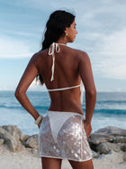 White Mesh Halter Top & Mini Skirt 2-Piece Cover-Up Set