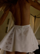 Vacation White Lace Halter Deep V-Neck Beach Cover-Up Dress
