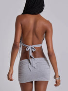 Grey Halter Sequin Cutout Bodycon Mini Dress