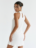 White Vertical Pleated Halter Neck Loose Swing Mini Dress