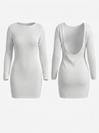 Boho See Through Knit U Back Long Sleeve Bodycon Dress