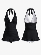 Frill Halter Ruched Waist Ruffle Hem Tankini Dress