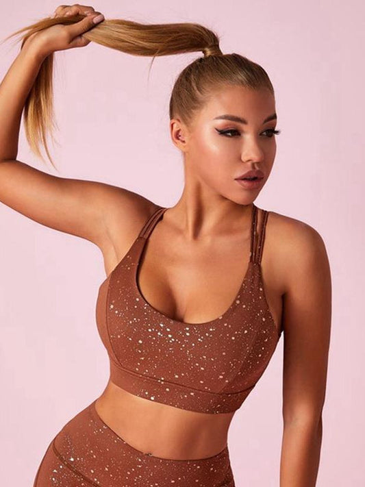 Sports Bras Trendy Glossy Big U-neck Beautify Back Sports Bras