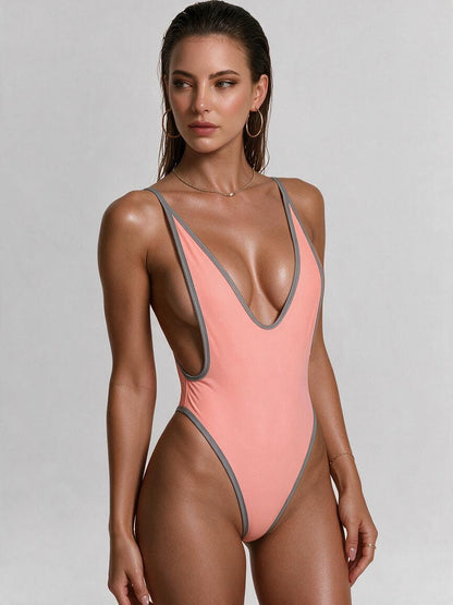 Contrast Color Stripes One Piece