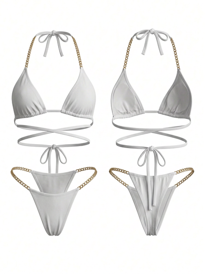 Cross Metal Chain Bikini Sets