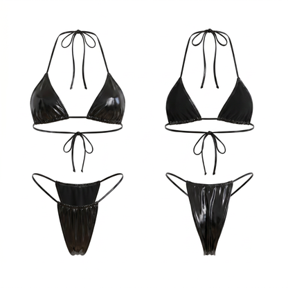 Glossy PU Bikini Set