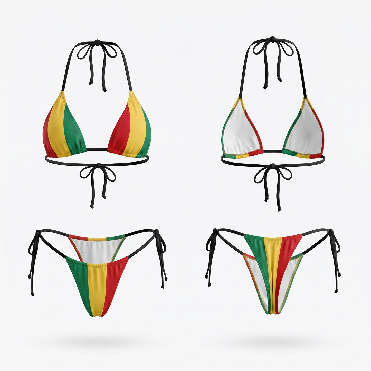 Sexy Rainbow Contrast Color Bikini Set