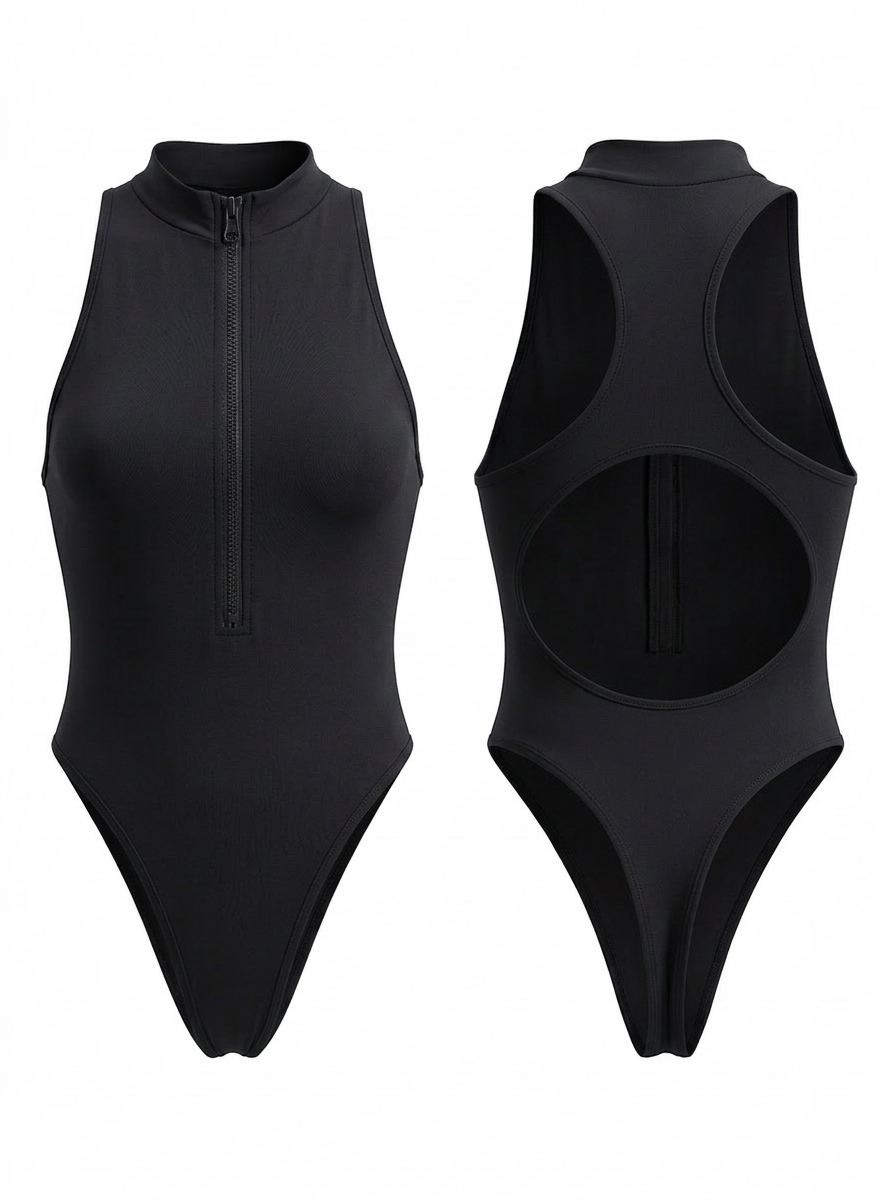 Cutout Zipper One Piece