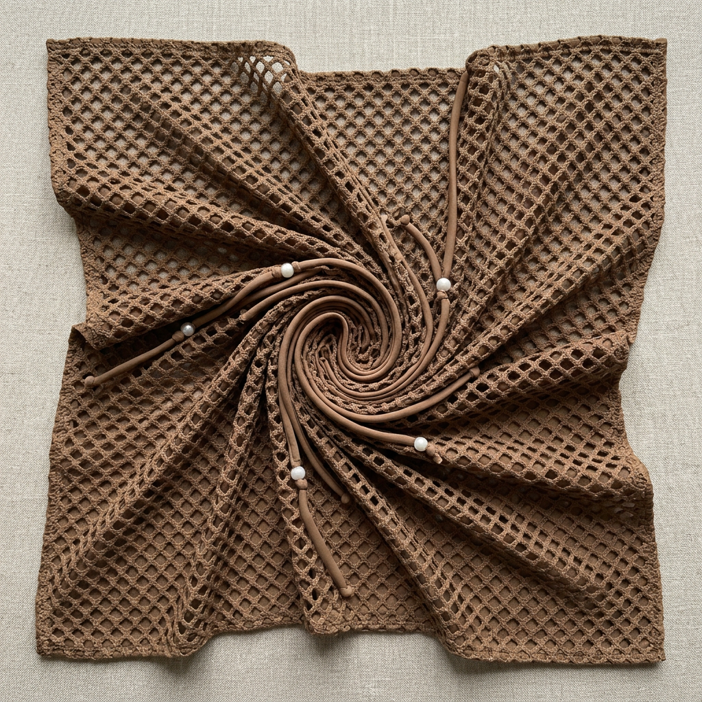 Brown Crochet Mesh Halter Bikini Set