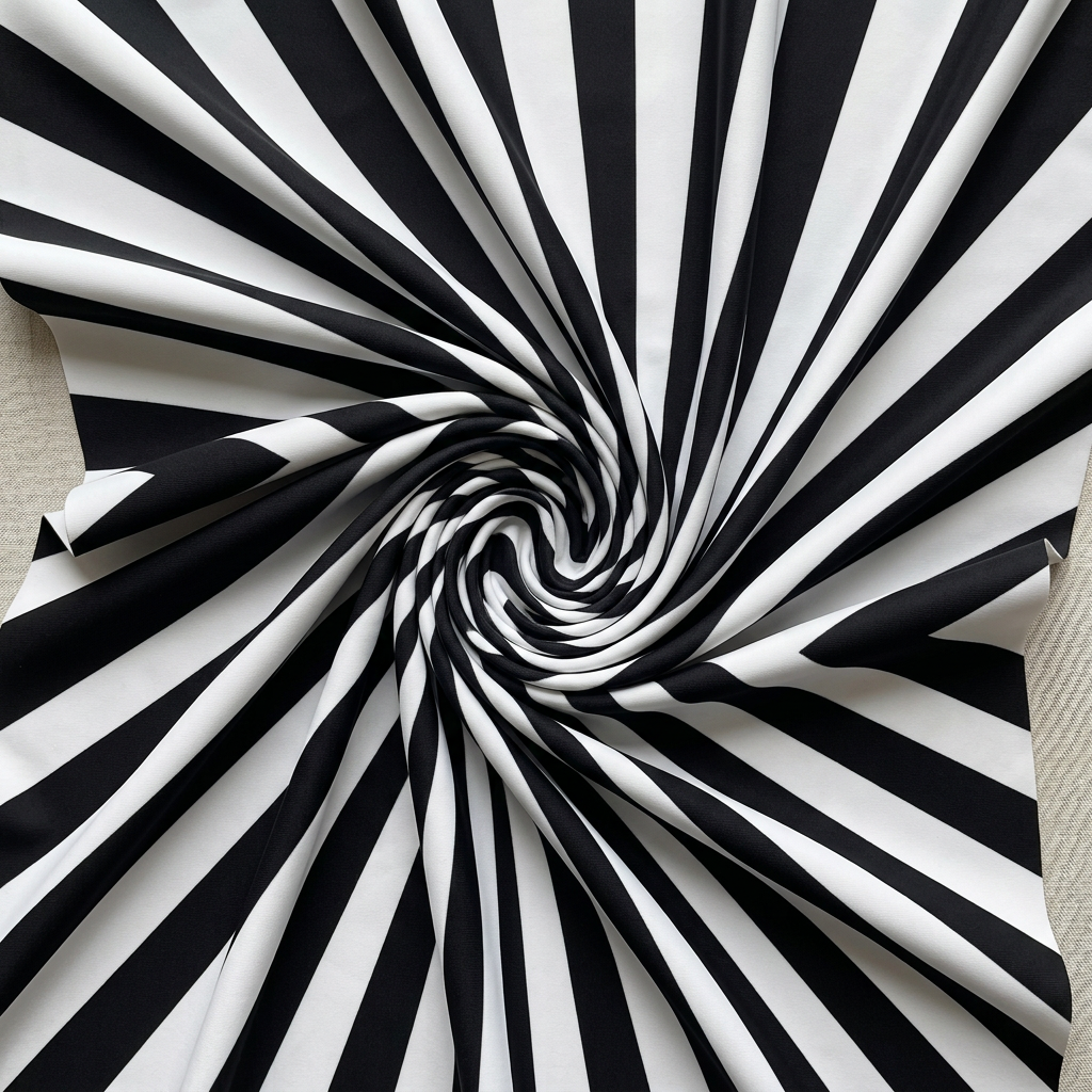 Black & White Optical Illusion Striped U-Neck One-Piece