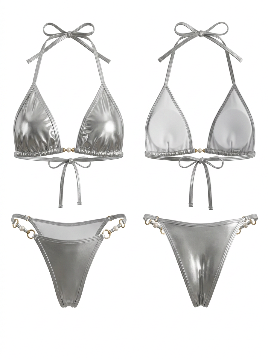 Sexy Glossy PU Bikini Set