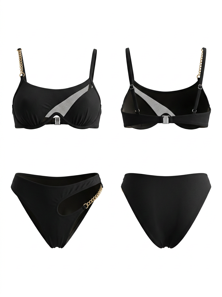 Mesh Metal Chain Beach Bikini Set