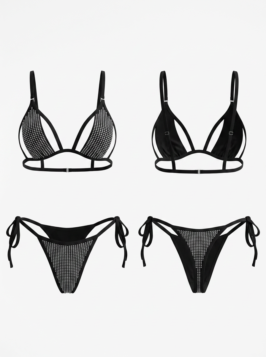 Sexy Glossy Cutout Bikini Set