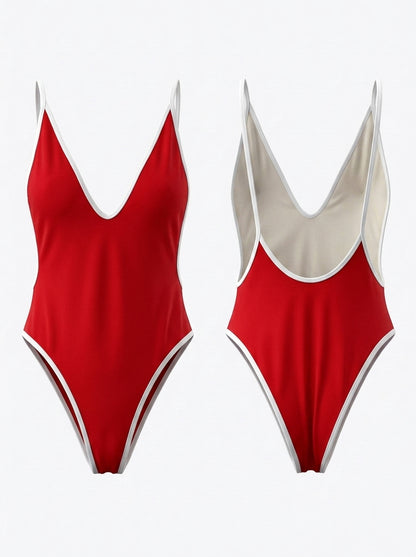 Contrast Color Stripes One Piece