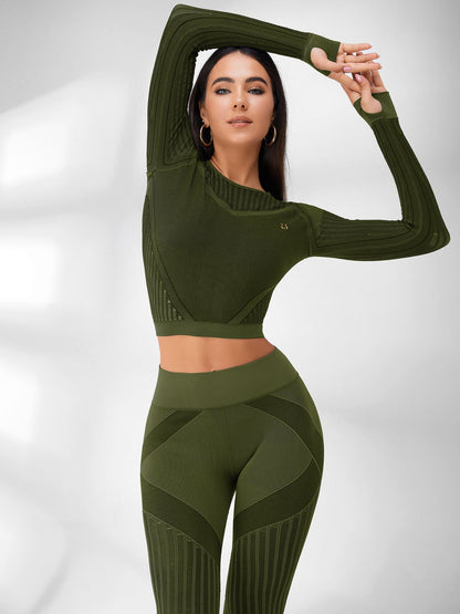 Fishnet Knitted Seamless High-waist Tracksuit
