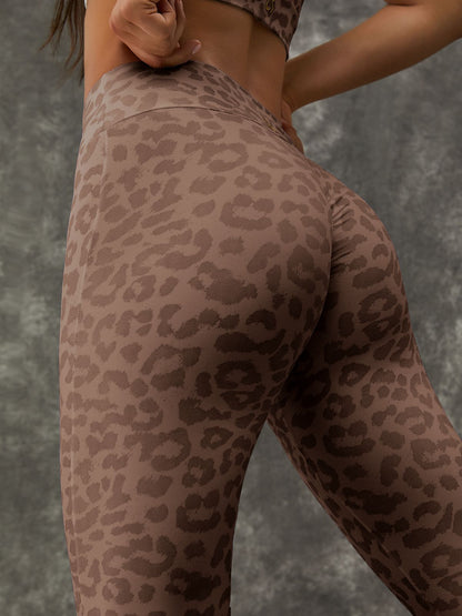 Leopard Print Zipper Stand Collar Tracksuit