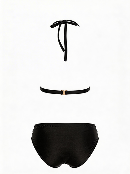 Sexy Cross Hollow Out Halter Bikini Set