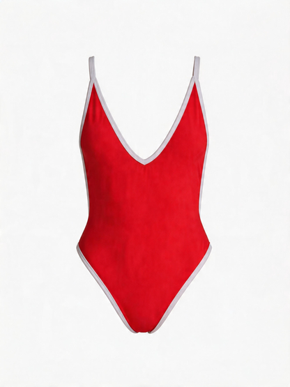 Contrast Color Stripes One Piece