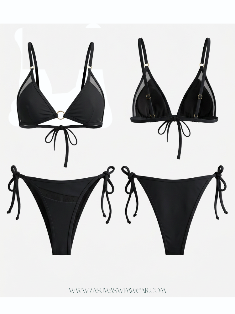 Black O-Ring Tie-Side Cutout Bikini