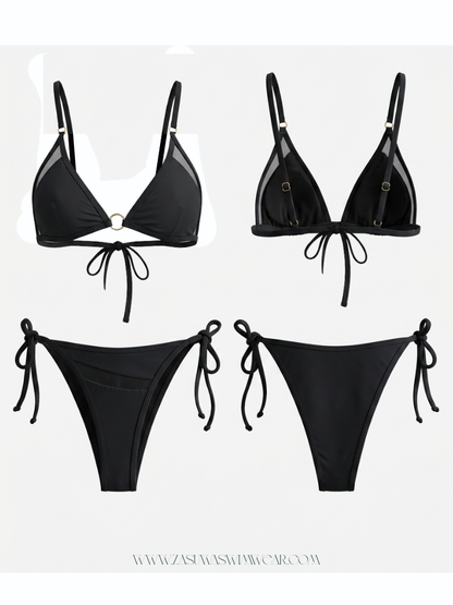 Black O-Ring Tie-Side Cutout Bikini