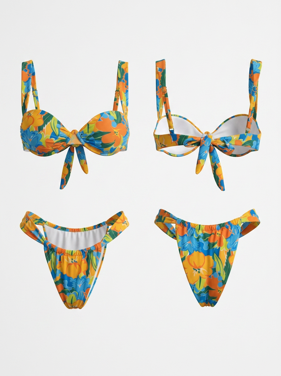 Sexy Flower Print Bikini Set